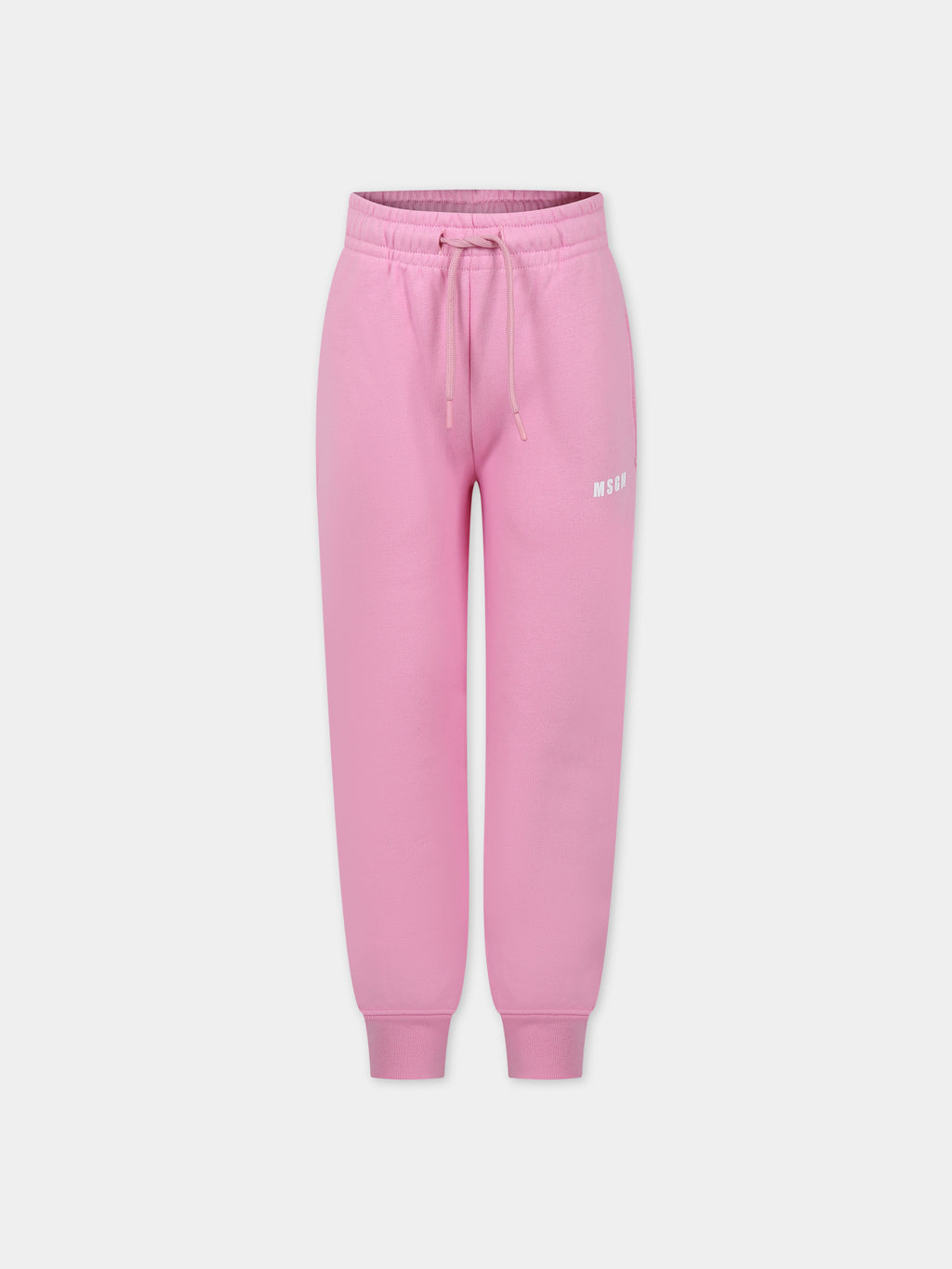 Pink trousers for girl with logo